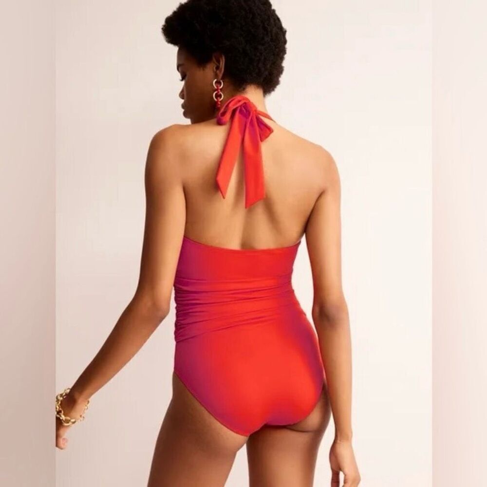 Boden Levanzo Halter Size 16-18 One Piece Swimsuit Fiesta Orange - Picture 13 of 13